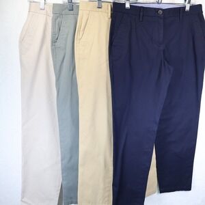 Talbots Relaxed Chino Pants Bundle Lot of 4 Navy Green Khaki Stone Womens 2P
